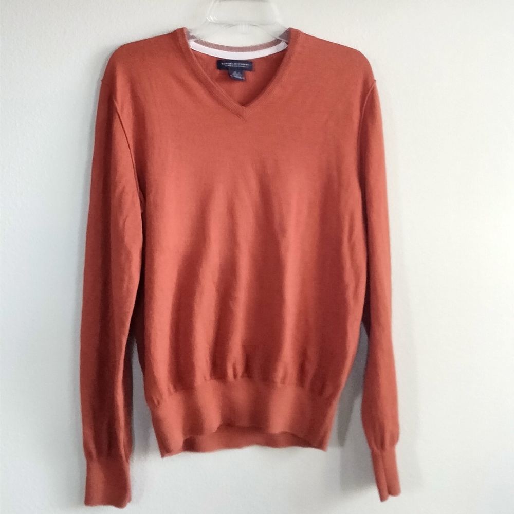 Men's Medium Banana Republic Cotton And Cashmere Dusty Orange V-Neck Sweater